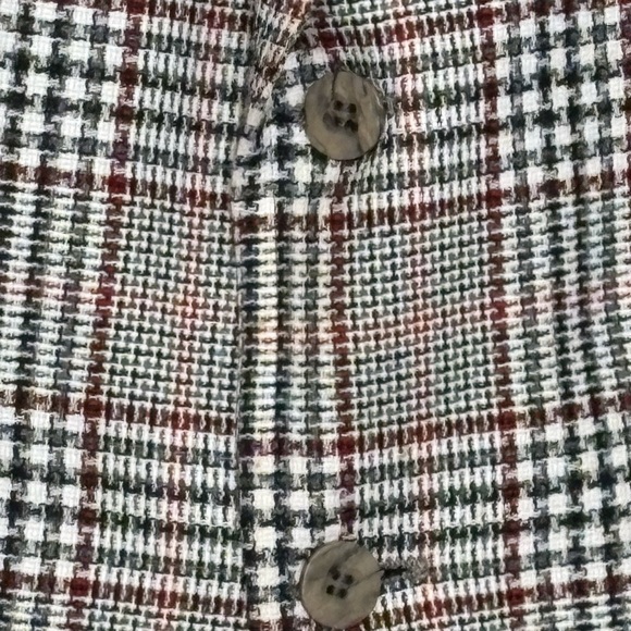 Vintage 70s BOLD PLAID suit jacket blazer checkered red white black size 42R - Picture 4 of 12